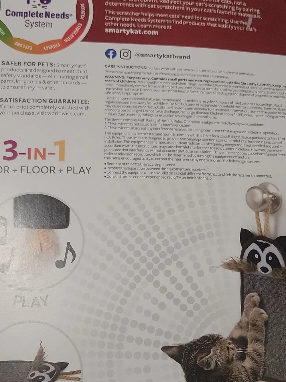 Rowdy Rascal Raccoon Cat Toy in Brown and White